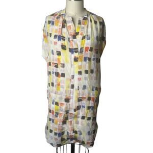 The Odells Multi Colored Geometric Cap Sleeve Shift Dress Small